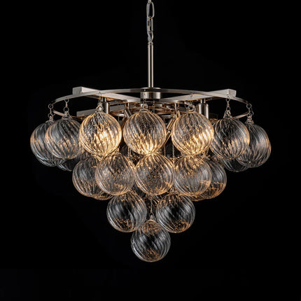 Suspension lustre LED à plusieurs niveaux en verre à bulles pour salon et villa