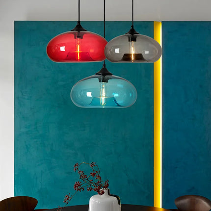 Suspension en verre coloré moderne pour restaurant et bar, design créatif