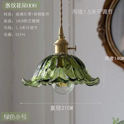 Suspension LED moderne en verre vert avec interrupteur tactile pour salon et balcon