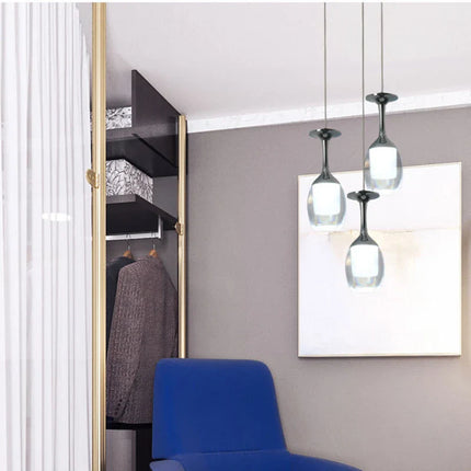 Suspension LED moderne en fer et verre pour salon et cuisine