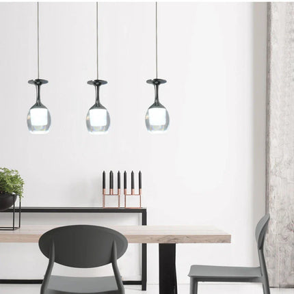 Suspension LED moderne en fer et verre pour salon et cuisine