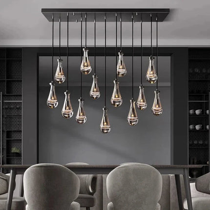 Suspension goutte d'eau en cuivre et verre LED, lustre moderne pour hall et salon