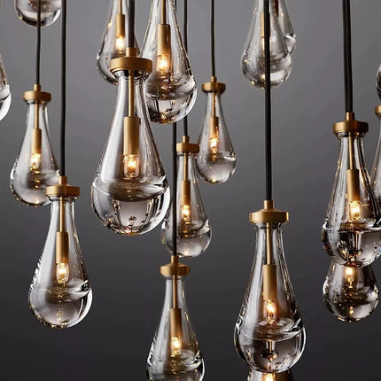Suspension goutte d'eau en cuivre et verre LED, lustre moderne pour hall et salon