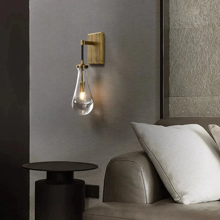 Suspension goutte d'eau en cuivre et verre LED, lustre moderne pour hall et salon