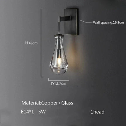 Suspension goutte d'eau en cuivre et verre LED, lustre moderne pour hall et salon