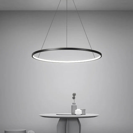 Suspension LED ronde moderne en aluminium noir et blanc, lumière chaude et froide pour intérieur