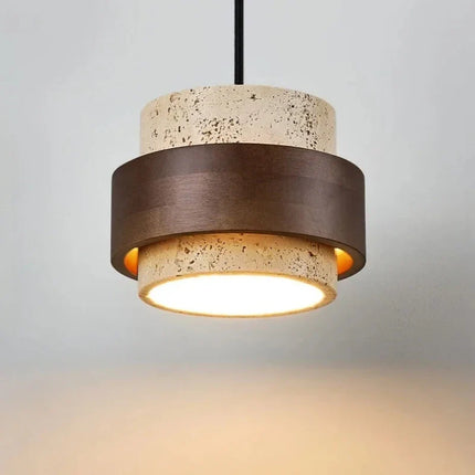 Suspension LED en pierre naturelle travertin noire, luminaire décoratif E27 réglable