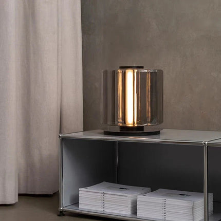 Suspension verre fumé gris design nordique LED pour salon et restaurant