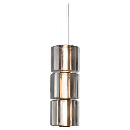 Suspension verre fumé gris design nordique LED pour salon et restaurant