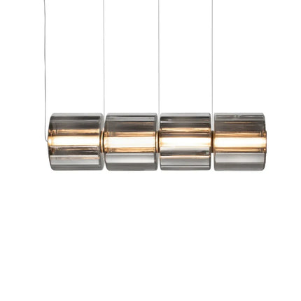 Suspension verre fumé gris design nordique LED pour salon et restaurant