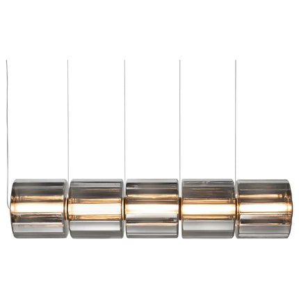 Suspension verre fumé gris design nordique LED pour salon et restaurant
