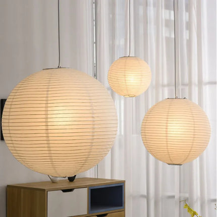 Suspension Akari en papier de riz fait main, style japonais vintage, lumière chaleureuse