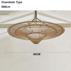 Chetelier-D60cm / Marron Rattan / 3 Couleurs (Chaud, neutre, froid) Lumière