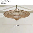 Chetelier-D90cm / Noir Rattan / 3 Couleurs (Chaud, neutre, froid) Lumière