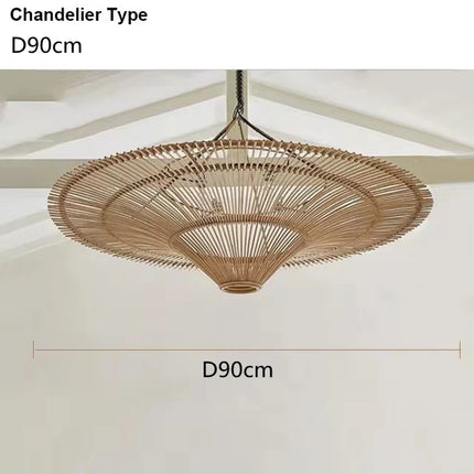 Suspension en rotin tressé à la main, lumière chaude pour salon et restaurant