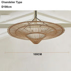 Chetelier-D100cm / Marron Rattan / Lumière chaude