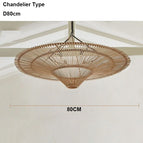 Chetelier-D80cm / Noir Rattan / 3 Couleurs (Chaud, neutre, froid) Lumière