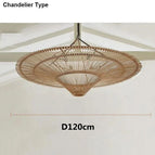 Chetelier-D120cm / Noir Rattan / 3 Couleurs (Chaud, neutre, froid) Lumière
