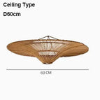 Plafond-D60cm / Noir Rattan / 3 Couleurs (Chaud, neutre, froid) Lumière