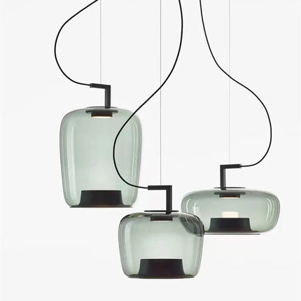 Suspension BROKIS Double en Verre Nordique, Luminaire Art Déco Chrome Poli