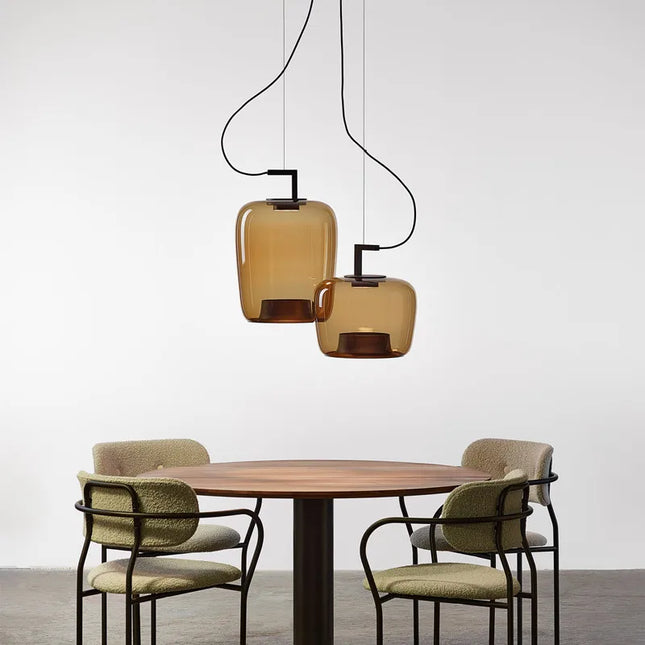 Suspension BROKIS Double en Verre Nordique, Luminaire Art Déco Chrome Poli