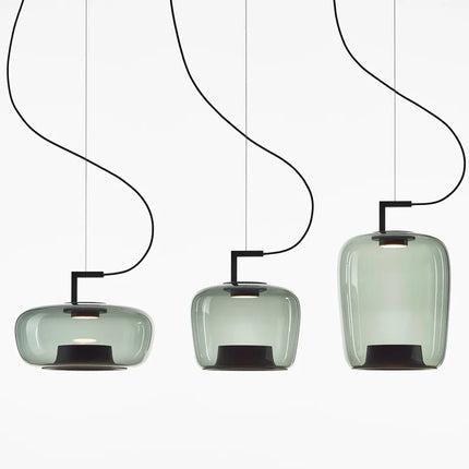 Suspension BROKIS Double en Verre Nordique, Luminaire Art Déco Chrome Poli