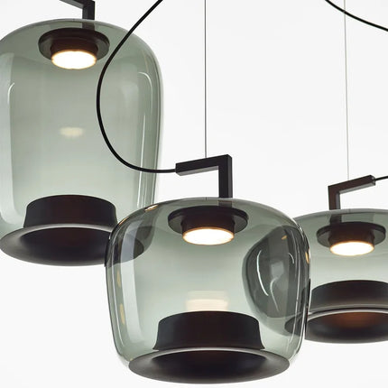 Suspension BROKIS Double en Verre Nordique, Luminaire Art Déco Chrome Poli
