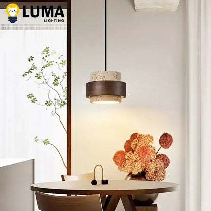 Suspension en pierre de grotte Wabi Sabi, lustre travertin jaune, lumière chaleureuse E27