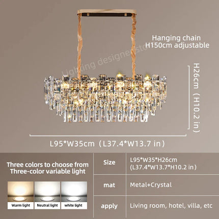 Suspension loft en cristal moderne à LED pour salon et salle à manger