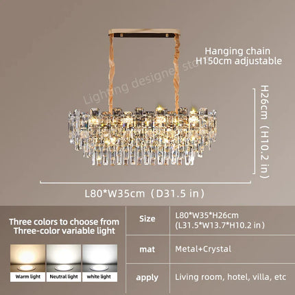Suspension loft en cristal moderne à LED pour salon et salle à manger