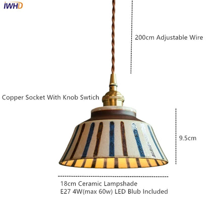 Suspension LED 4W en céramique style nordique moderne pour salon et salle à manger