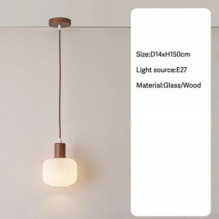 Suspension LED en bois et verre lait, design minimaliste, lumière chaleureuse pour intérieur