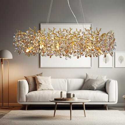 Suspension lustre cristal luxe pour salle à manger et cuisine