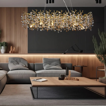 Suspension lustre cristal luxe pour salle à manger et cuisine