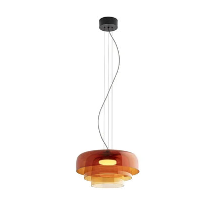 Suspension LED design moderne en verre texturé multicouche pour bar et salle à manger
