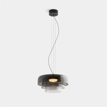 Suspension LED design moderne en verre texturé multicouche pour bar et salle à manger