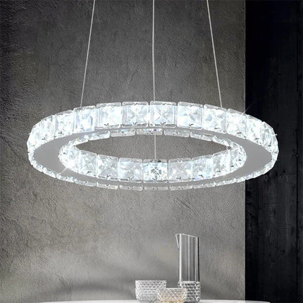 Suspension LED nordique en acier inoxydable et cristal, lumière chaleureuse pour salon et salle à manger