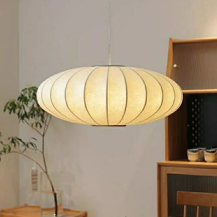 Suspension japonaise en soie Wabi-sabi LED pour salon et hôtel