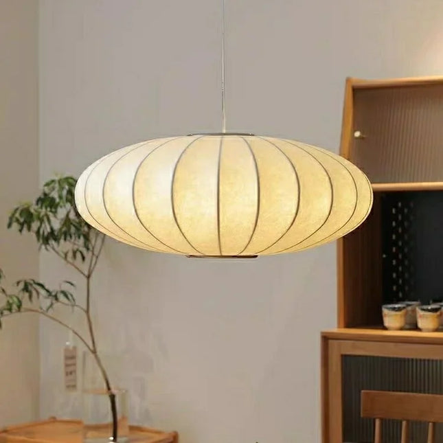 Suspension japonaise en soie Wabi-sabi LED pour salon et hôtel