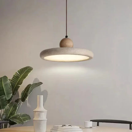 Suspension LED en pierre naturelle travertin, design moderne nordique