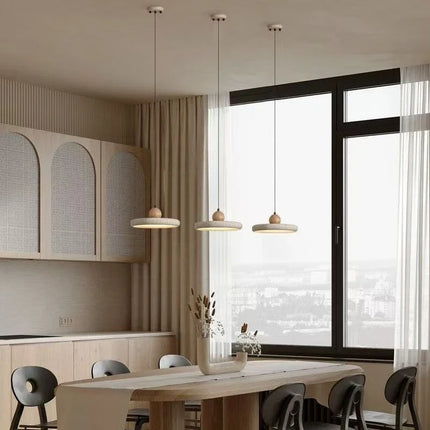 Suspension LED en pierre naturelle travertin, design moderne nordique