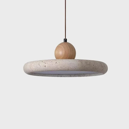 Suspension LED en pierre naturelle travertin, design moderne nordique