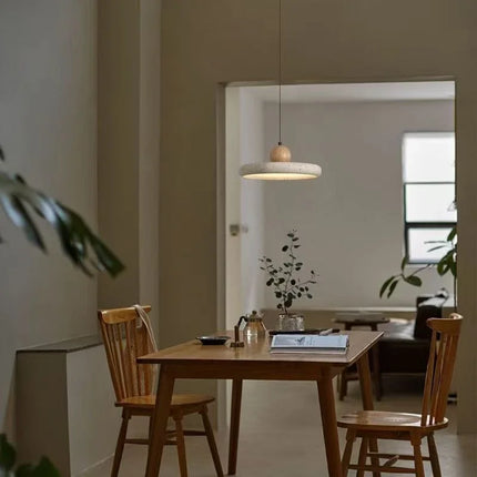 Suspension LED en pierre naturelle travertin, design moderne nordique