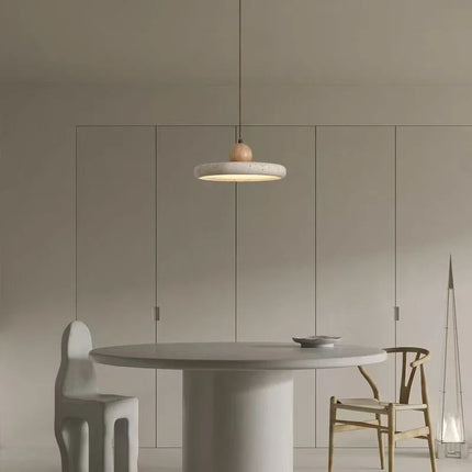 Suspension LED en pierre naturelle travertin, design moderne nordique