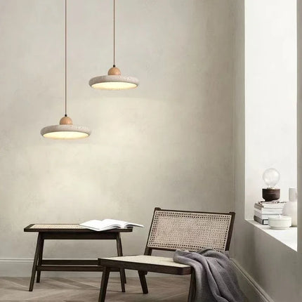Suspension LED en pierre naturelle travertin, design moderne nordique
