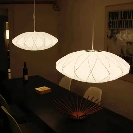 Suspension LED en soie design danois, luminaire d’intérieur haut de gamme