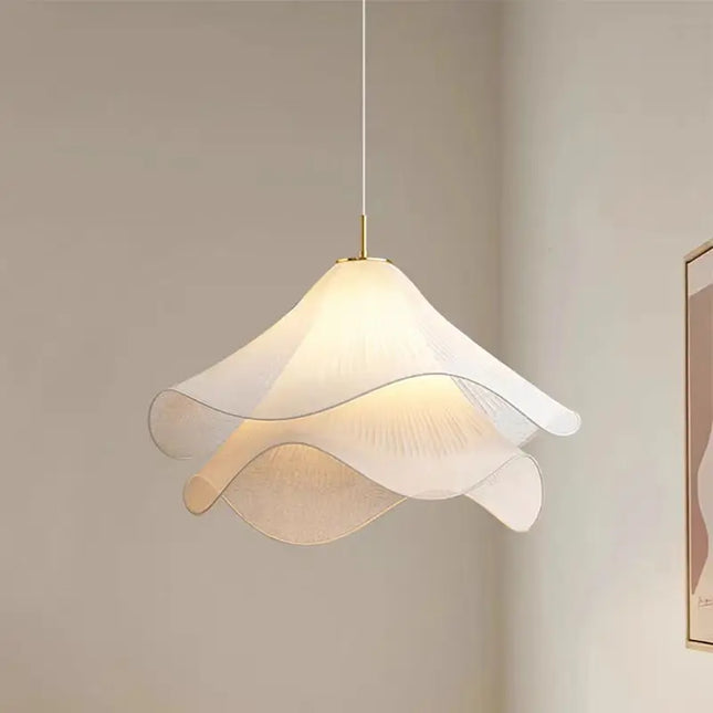 Suspension Lia nordique minimaliste abat-jour tissu blanc pour salon et salle à manger