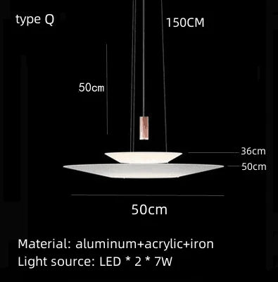 Suspension LED moderne en acrylique pour table à manger et restaurant