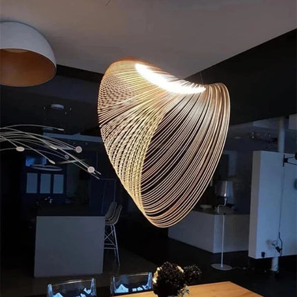 Suspension nid d'oiseau japonaise en bambou, éclairage moderne pour salon et chambre