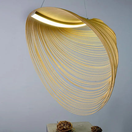 Suspension nid d'oiseau japonaise en bambou, éclairage moderne pour salon et chambre